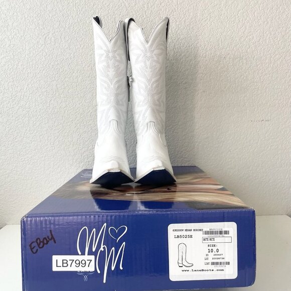 Lane MEGAN MORONEY Cowboy Boots Smokeshow Womens 10 White Western Cowgirl Tall - Picture 14 of 15